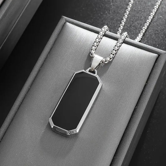 Black Stone Pendant Necklace