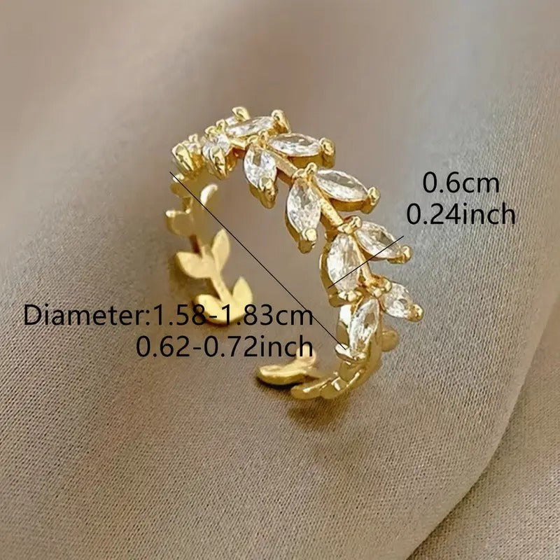 Leaf Ring with Zirconia